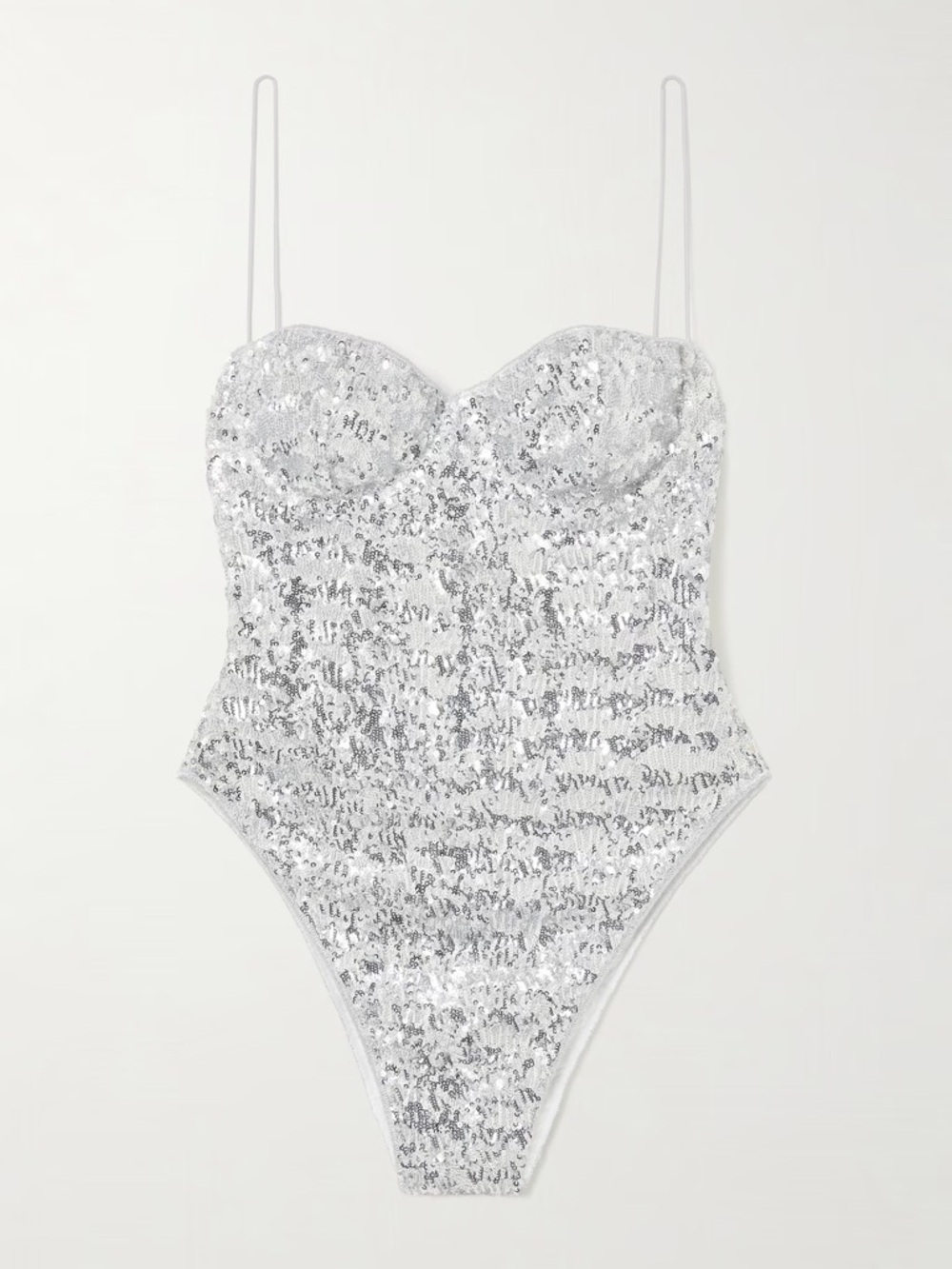 Oseree silver sequined one piece swimsuit